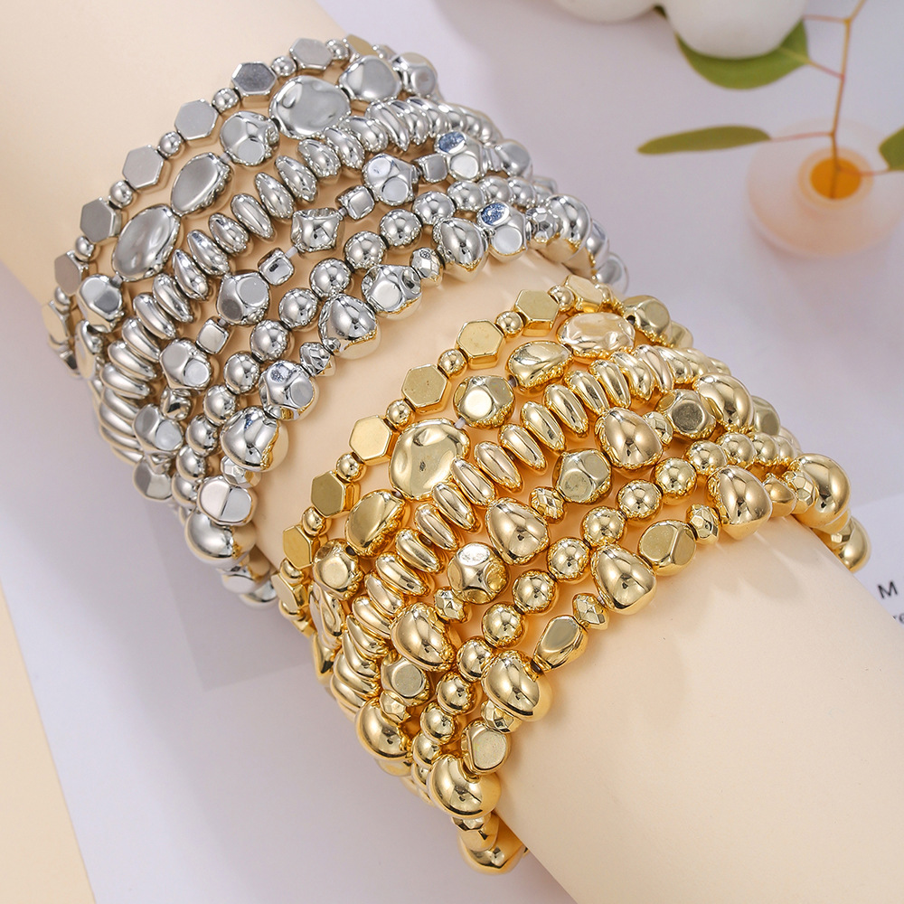Cross-border popular irregular CCB bracelet suit Joker 6 multi-layer stacked beads elastic rope jewelry wholesale