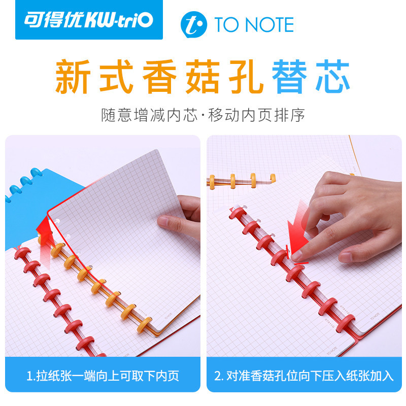 Kedeyō agujero de la seta de hojas sueltas núcleo de cuaderno de bricolaje seta de hojas sueltas núcleo extraíble proyecto de libro