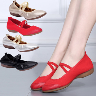 Square dance shoes spring and summer new women's dance shoes soft-soled adult dance shoes soft-soled dance shoes flat cross-border