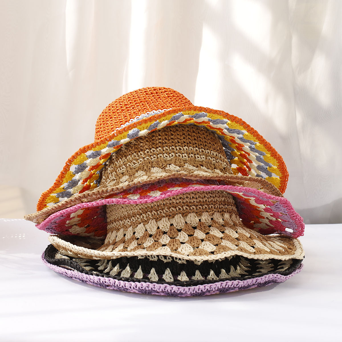 Big Eaves Rim Women's Vacation Beach Colorful Big Eaves Straw Hat
