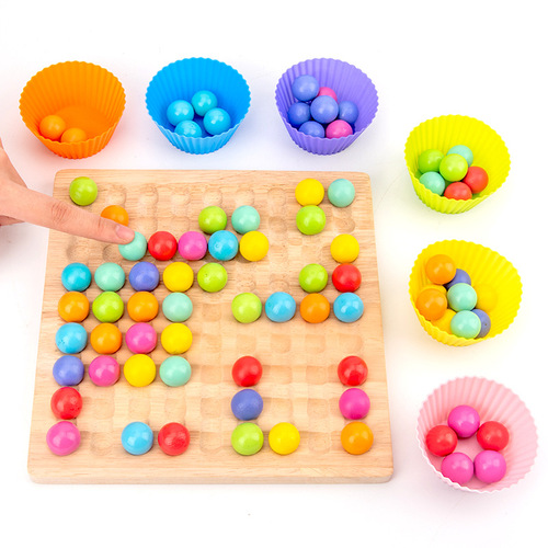 Wooden color clip beads toy children's Montessori elimination music two-in-one teaching aids early education educational desktop game chess