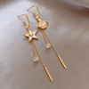 Fashionable universal silver needle, long earrings with tassels, silver 925 sample, Korean style, internet celebrity, diamond encrusted