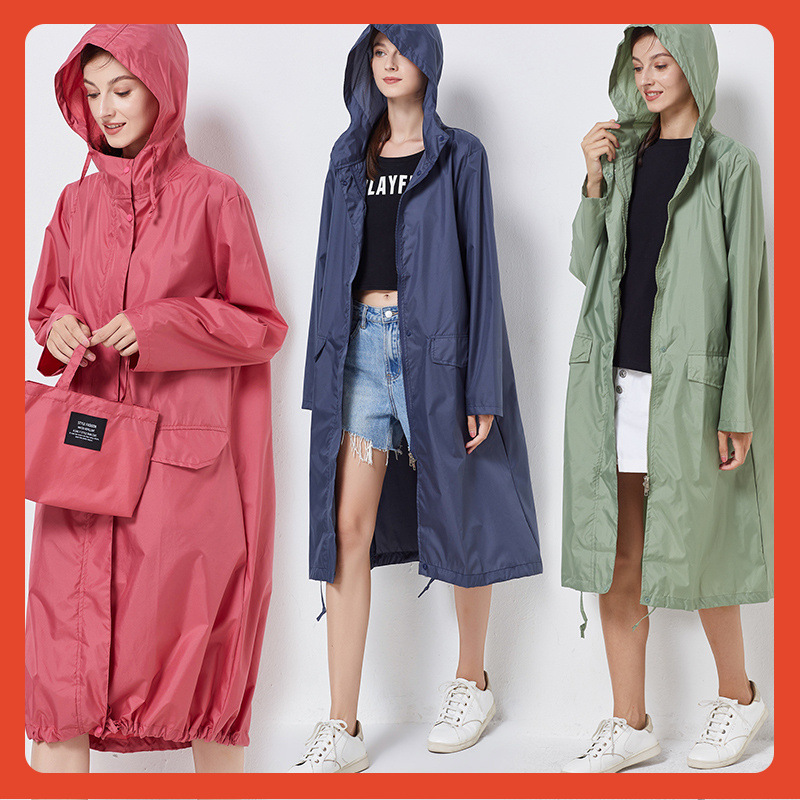 New Fashionable Mid-Length Full-Body Raincoat for Adults, Men and Women, Suitable for Outdoor Cycling and Walking, Lightweight, Portable, and Breathable Jacket