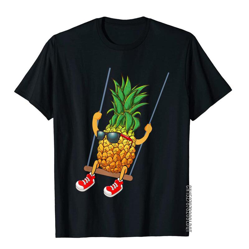 Long-Term Interesting Swinging Pineapple Swinging T-Shirt Popular Men's T-Shirt Simple Style Top Shirt Cotton Blend