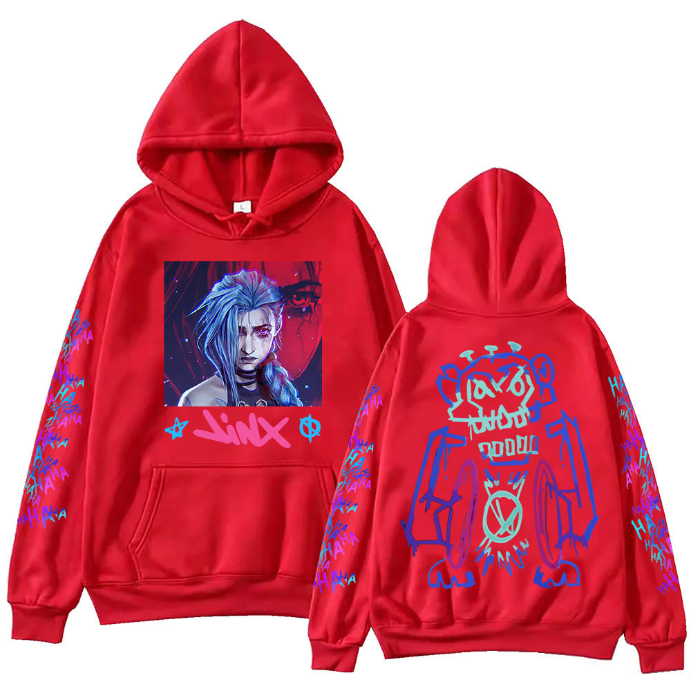 Hot Anime Arcane-Jinx Hoodie Harajuku Hip Hop Pullover Tops