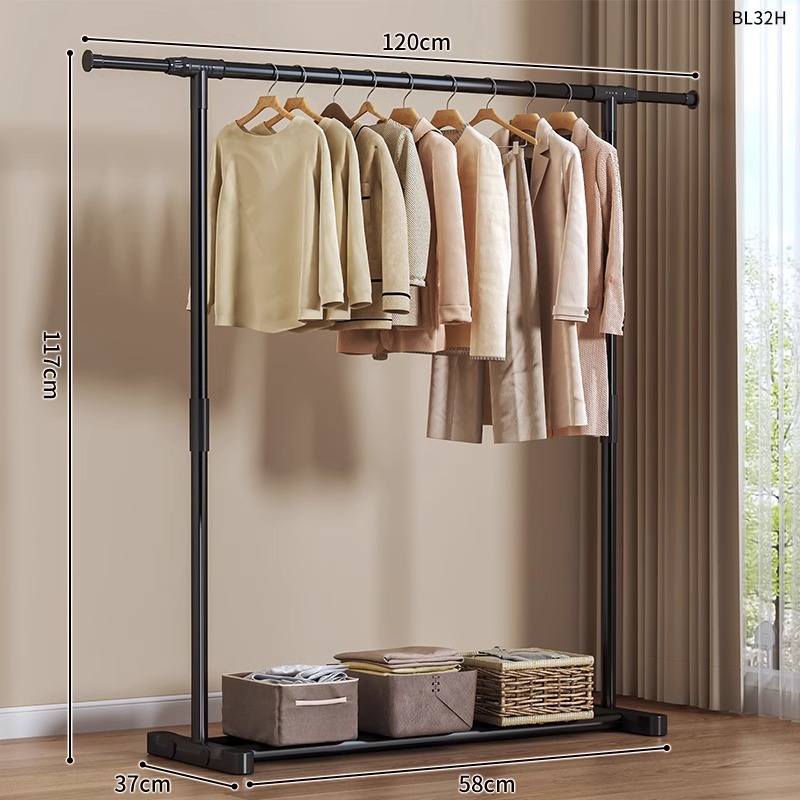 텔레스코픽 80-120cm 단일 극 검정색