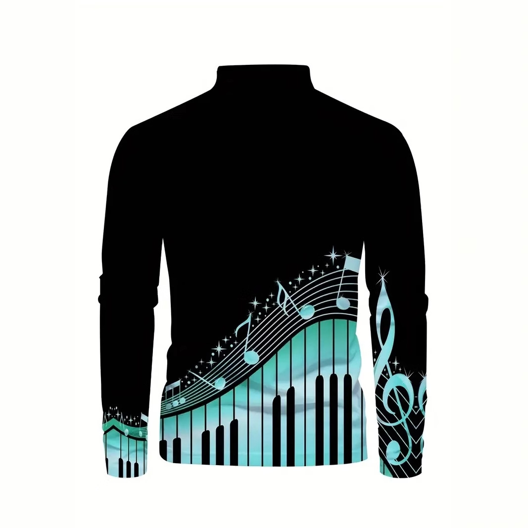 Europa y América venta caliente transfronteriza arte notas coloridas impresión 3D hombres primavera y otoño negocios sueltos botones de manga larga camisa POLO