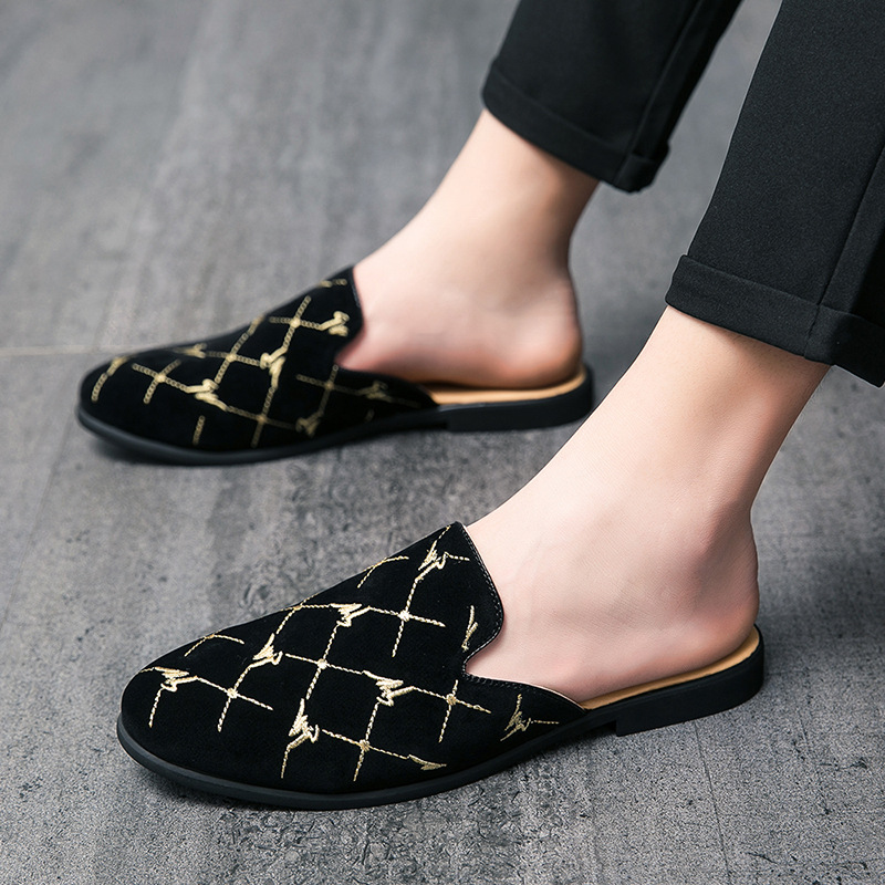 Cross Border Men S Slippers Lazy Scalloped Korean Style Fashion Half Braced Shoes Without Heels_voghion.com