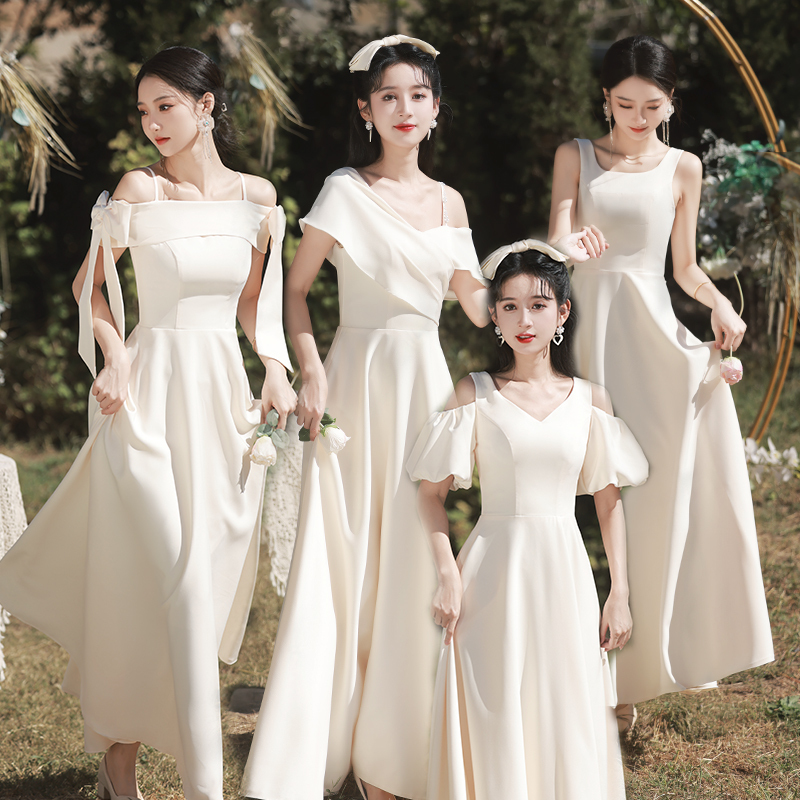 Bridesmaid Dresses 2026 New Style Sister Group Dresses for Female Friends, Champagne Color Wedding Dresses That Can Be Worn Casually with a High-End Feel