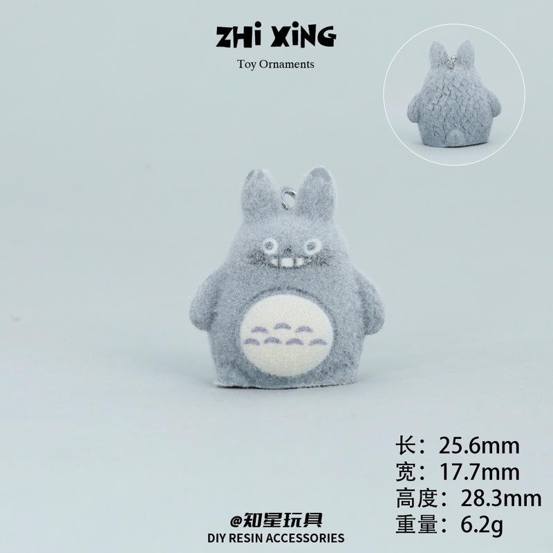 微缩卡通立体仿真上钉植绒龙猫 热销批发创意小摆件树脂DIY配饰|undefined