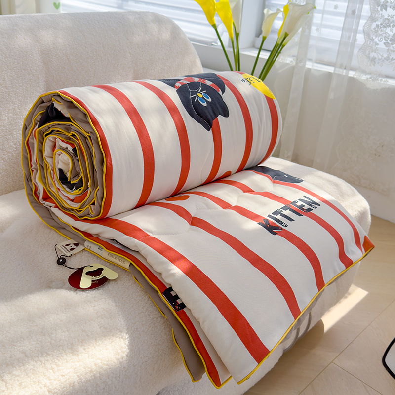Nuevo edredón fresco de verano, edredón de aire acondicionado, dormitorio individual y doble para niños de verano, edredón fino de fibra de soja lavable a máquina