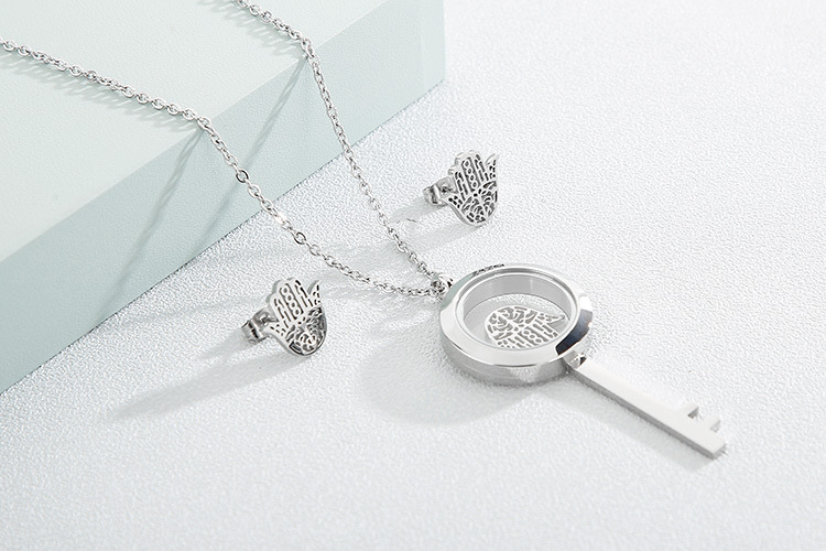 new fashion stainless steel clavicle chain necklace earrings sets accessories