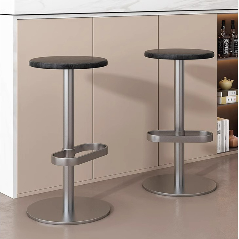 Bar Chair Bar Chair Swivel Lift Chair Solid Wood High Stool Iron Backrest Retro Industrial Style Home Bar Stool