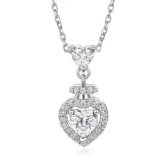 S925 Sterling Silver Heart Necklace for Women, Light Luxury High-End Amazon Cross-Border New Arrival Silver Jewelry Neck Chain with Pure Silver Heart Pendant