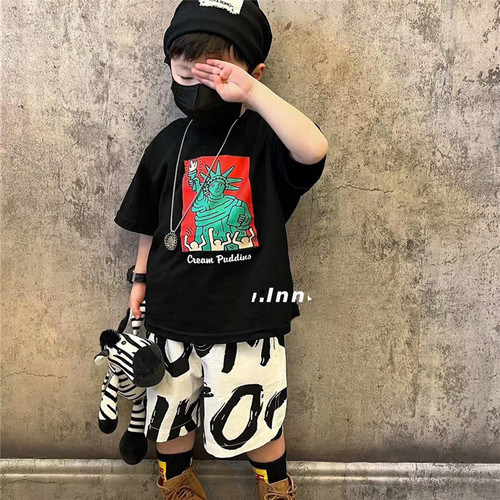 Boys' short-sleeved T-shirt 2024 summer new style homemade baby style half-sleeved small and medium-sized children's trendy brand children's top thin