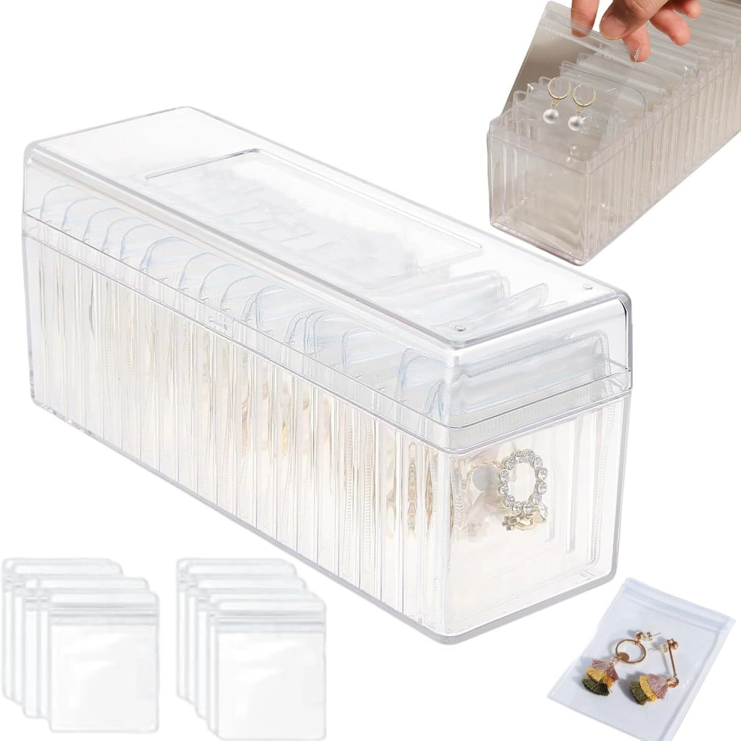 Трансграничный портативный шкатулка для ювелирных изделий Антиокислительный шкатулка для хранения ювелирных изделий Прозрачная ювелирная сумка для хранения серьги серьги