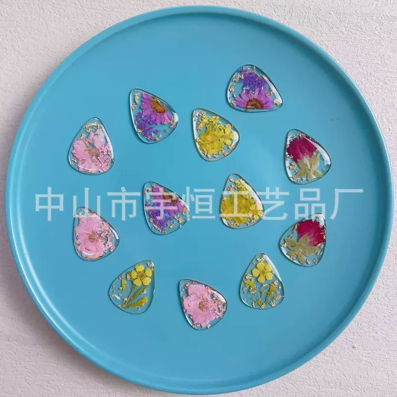 吉他拨片亚马逊热卖新款吉他片干花树脂个性乐器配件美轻小件