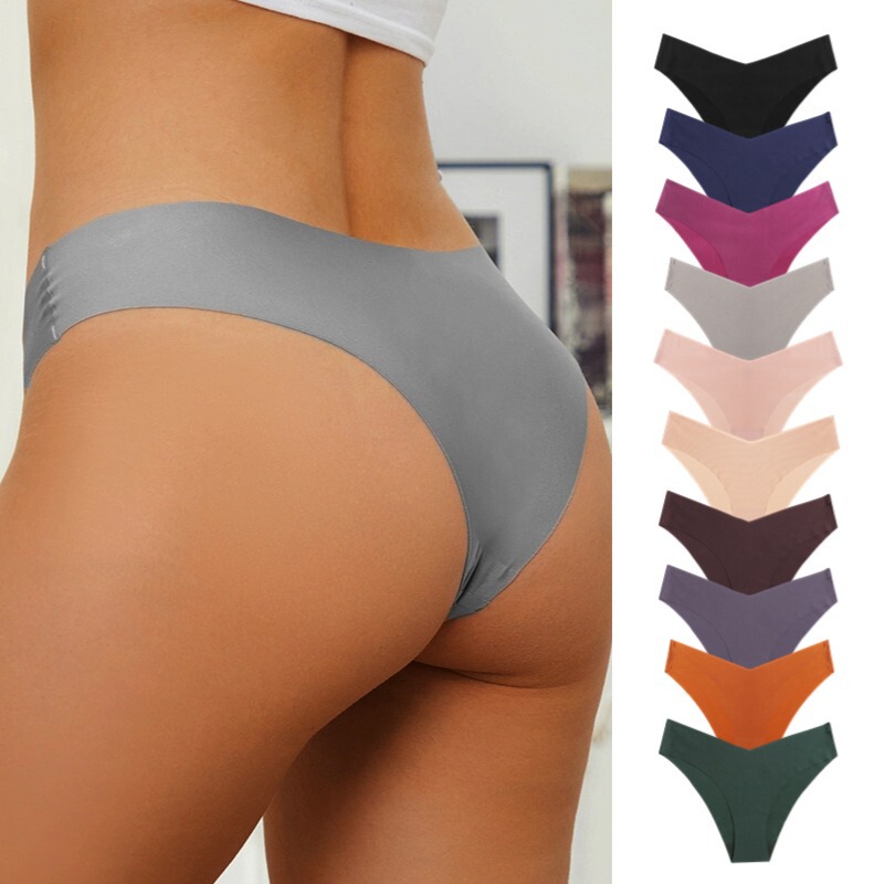 Cross-border ice silk seamless underwear women's fashion V-cut briefs pearlescent breathable fabric women's plus size pants HOT Cross-border ice silk seamless underwear women's fashion V-cut briefs pearlescent breathable fabric women's plus size pants HOT