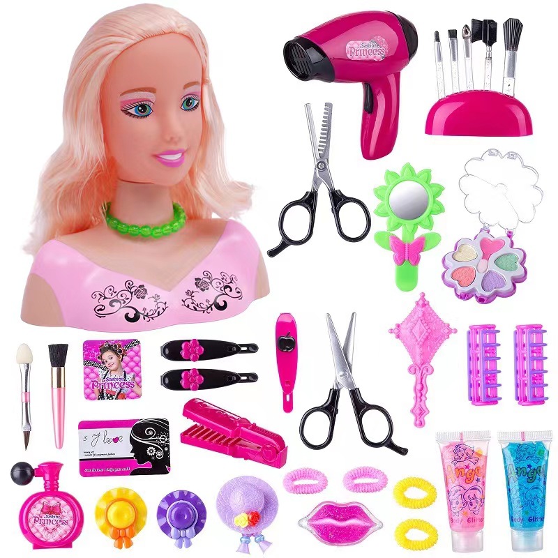 Amazon play House media-longitud traje de muñeca peine pelo puede hacer secador de pelo peluquería modelo de simulación de juguete al por mayor