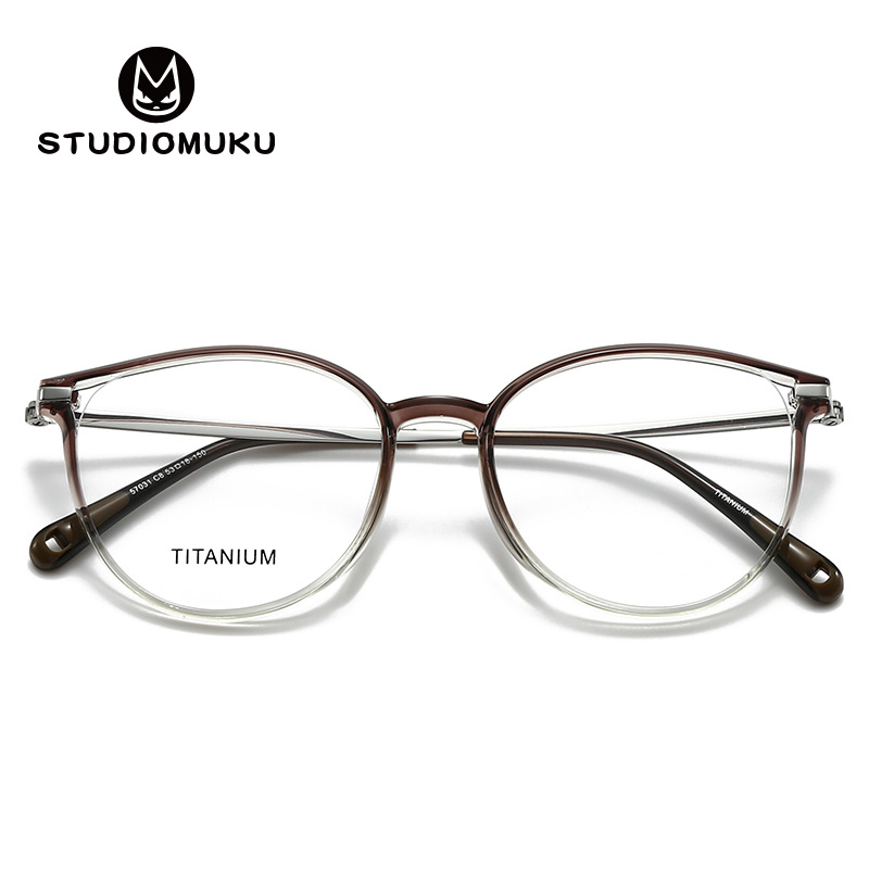 STUDIOMUKU gafas cool gafas elípticas redondas marcos de gafas marcos de gradiente único joven gafas marcos