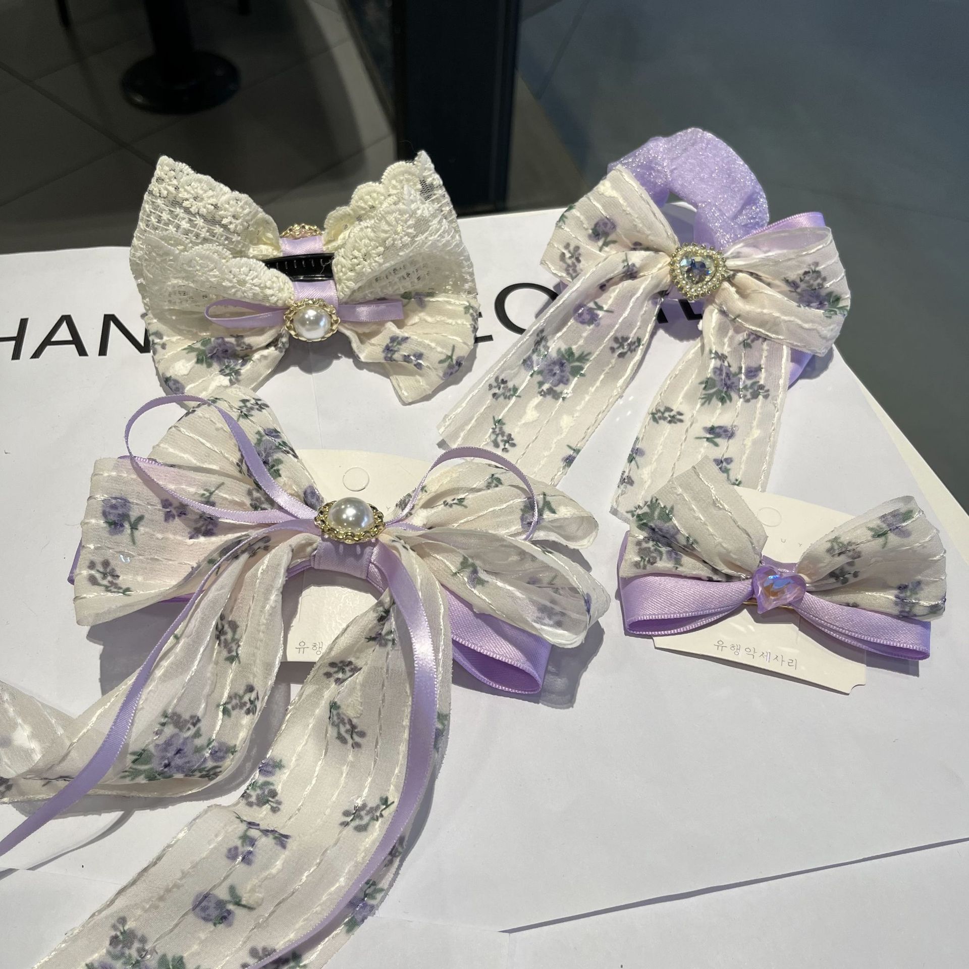 森系花朵網紗蝴蝶蝴蝶結髮夾女高級感甜美減齡後腦勺頂夾氣質新款