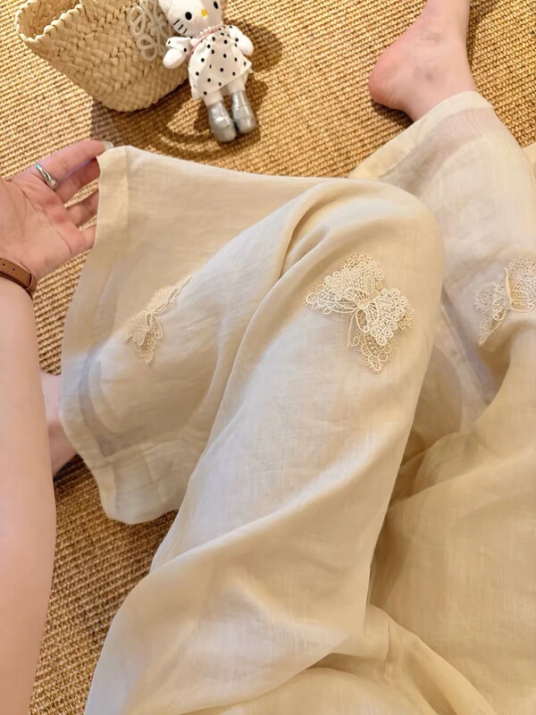 1290 # 【Original fabric + long lining】Extra large size 300 pounds 2026 new elastic loose wide-leg pants for women