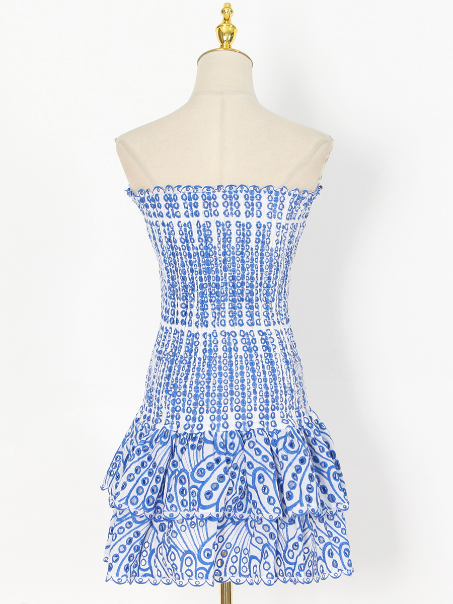 Elegant Ruffled Strapless Women's Dress For Spring Season_voghion.com