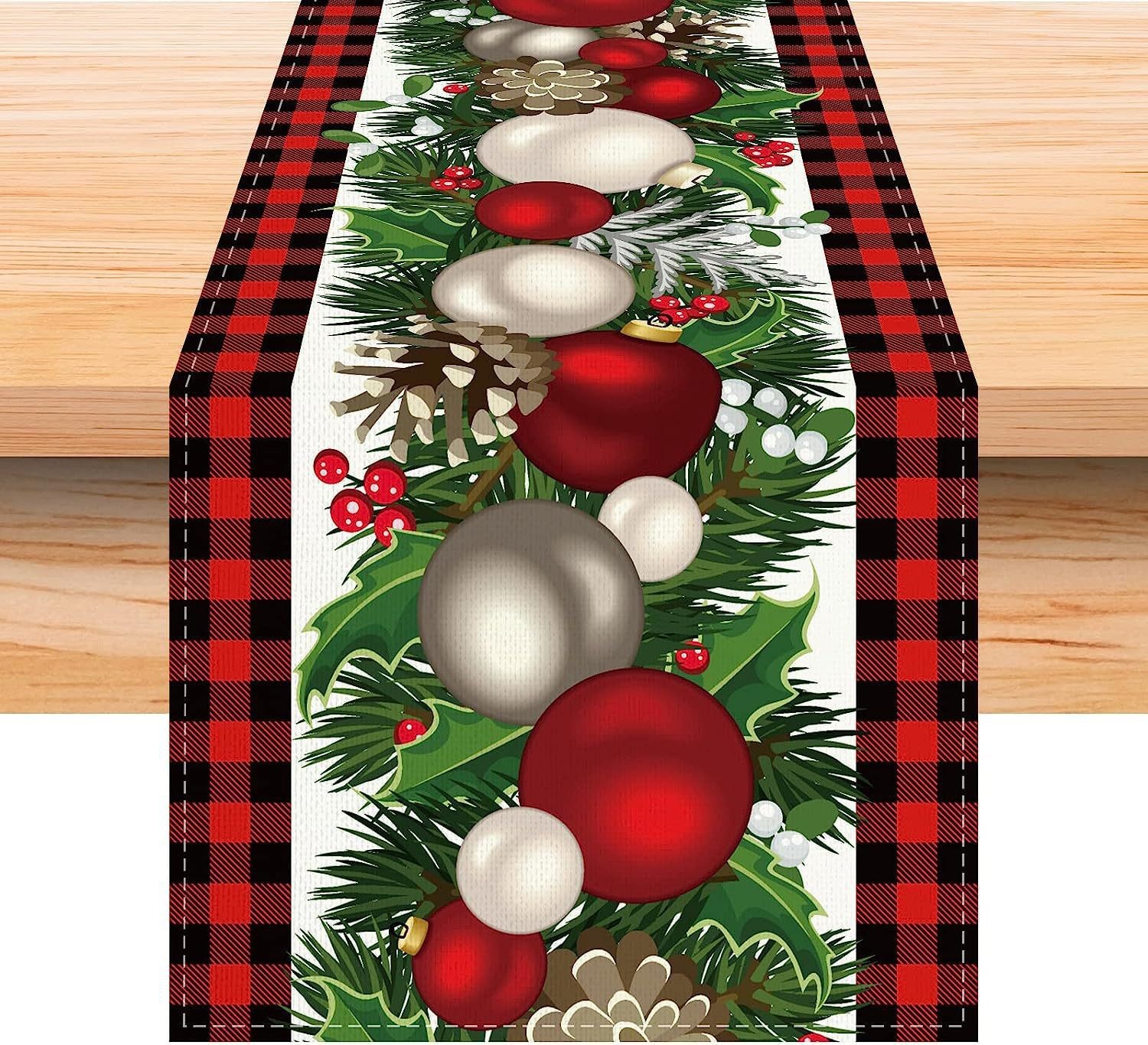 Transfronterizo TEMA DE Navidad de impresión corredor de mesa ambiente de vacaciones decoración árbol de Navidad muñeco de nieve patrón de tela de mesa al por mayor image 6