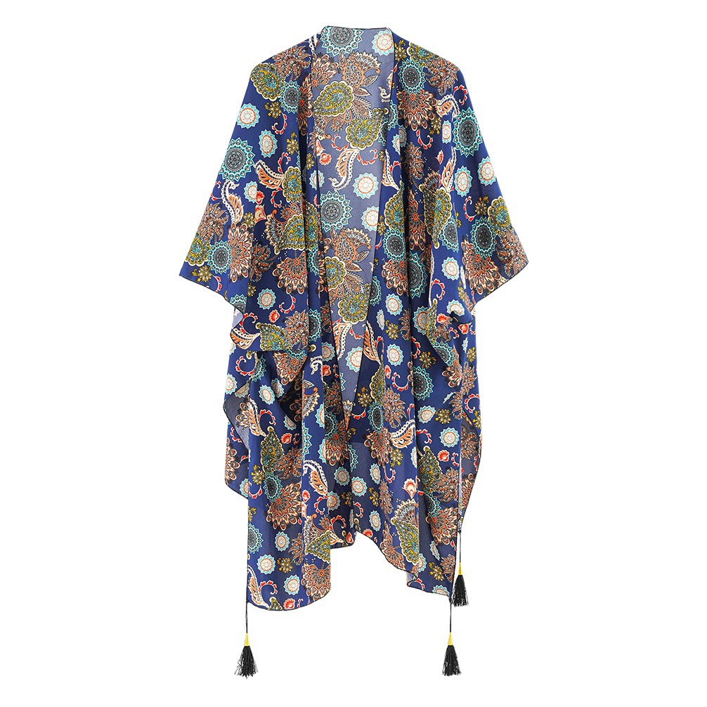 Camisa de gasa las mujeres del verano estilo coreano moda vestir prendas exteriores cardigan abrigo playa transparente ropa protección solar image 1