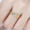 Fashionable golden zirconium, wedding ring, accessory, wish, European style, 14 carat, wholesale