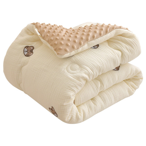 Baby quilt newborn pure cotton seersucker cartoon embroidery quilt bean velvet comfort quilt kindergarten small quilt