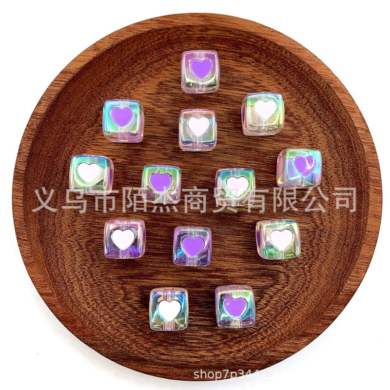アクリル透明 2 色ラブダイスビーズ DIY ジュエリールースビーズアクリルスクエアオイルドリップメッキカラースクエアビーズ|undefined
