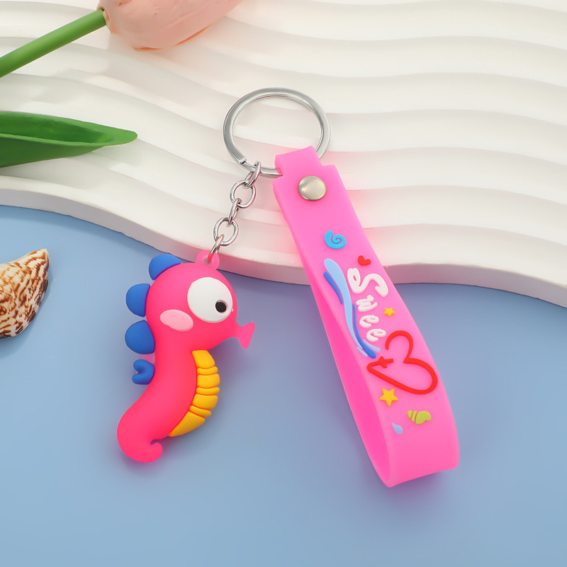 夏の海洋動物イルカタコクジラタツノオトシゴキーホルダーペンダントバッグスーパーマーケットキーホルダー卸売|undefined
