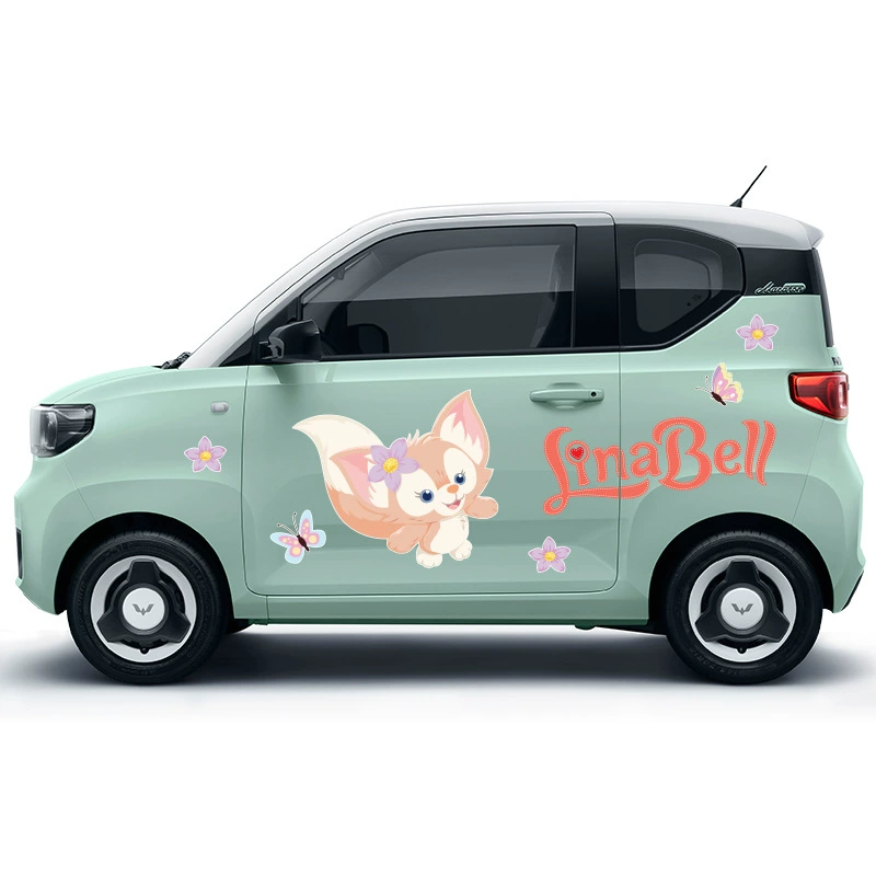 Картинки-наклейки на машину в стиле мультфильма подходят для Hongguang mini Eurla хорошие кошка бело-черная кошка QQ мороженое Линг На Белле