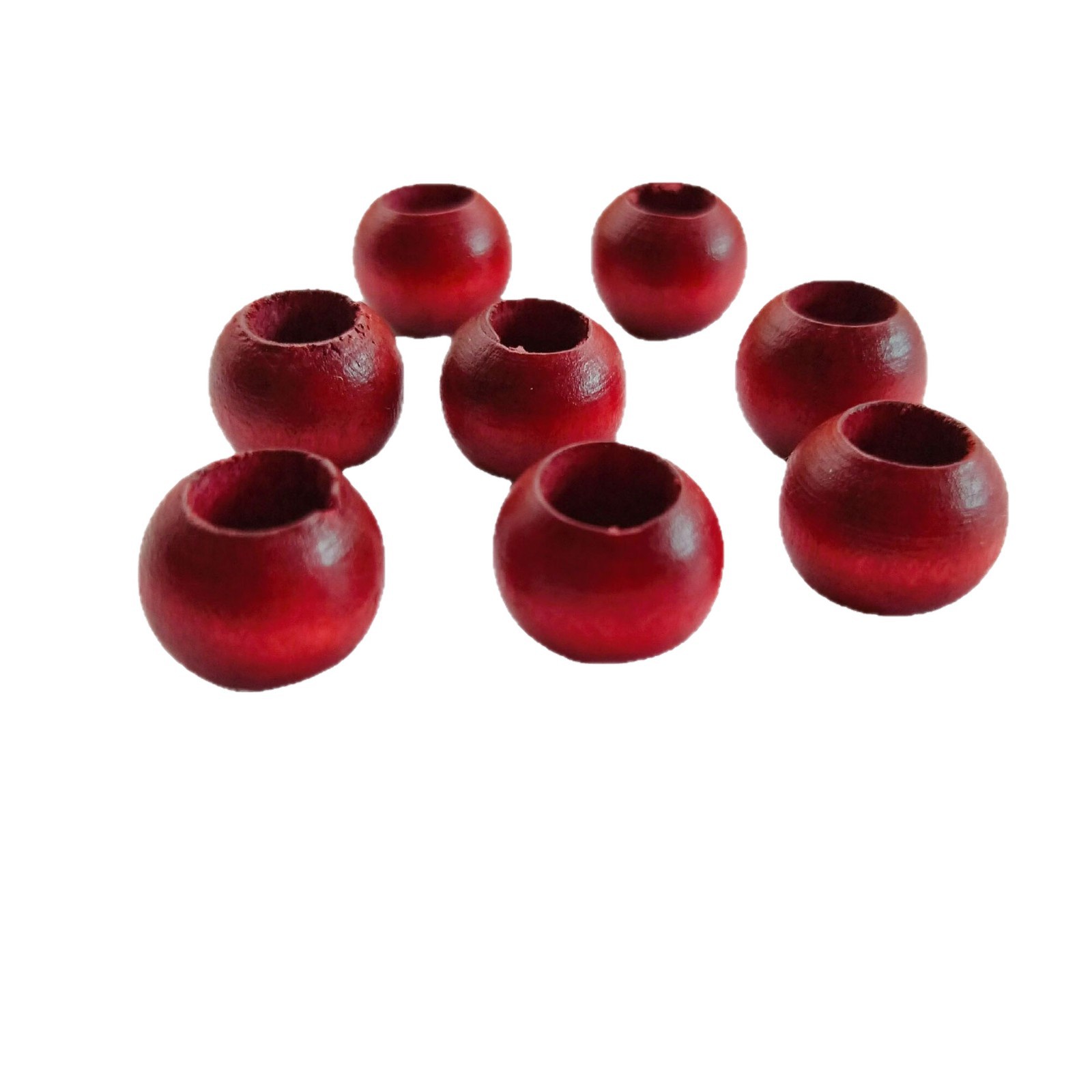 Cuentas de madera joyería 8-50mm cuentas de agujero grande vino rojo madera redonda cuentas de madera DIY perlas sueltas accesorios venta directa al por mayor