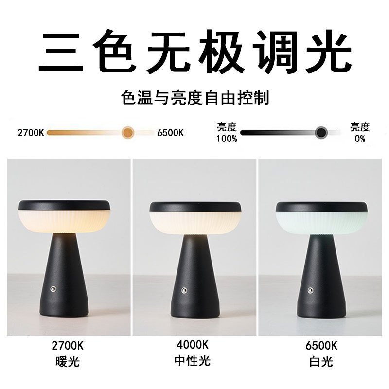 跨境蘑菇台灯设计师款餐厅小夜灯北欧简约卧室床头创意充电氛围灯|undefined