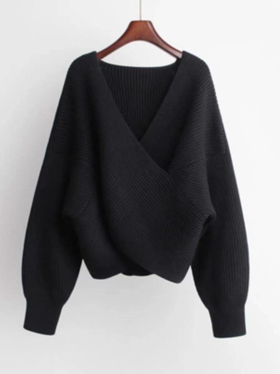 Oversized-Pullover mit V-Ausschnitt – 3D-Strickpullover mit geometrischem Muster (Einheitsgröße, Grau/Weiß/Schwarz, Arctic-Fleece-Mischung, unverzichtbares Kleidungsstück für den Winter)_voghion.com