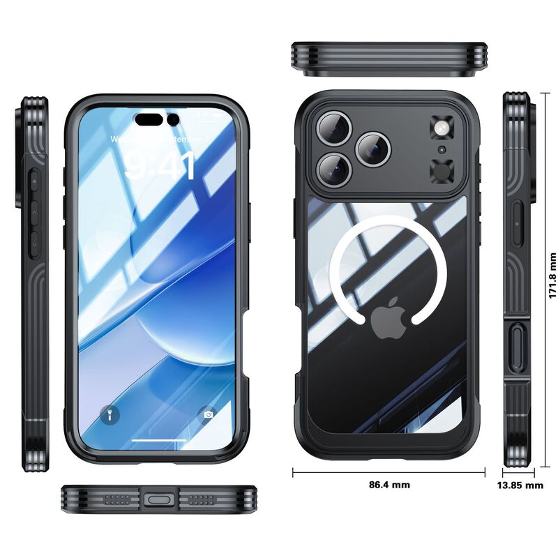 适用苹果17透明三防手机壳magsafe磁吸iPhone17Air户外ProMax防摔|undefined