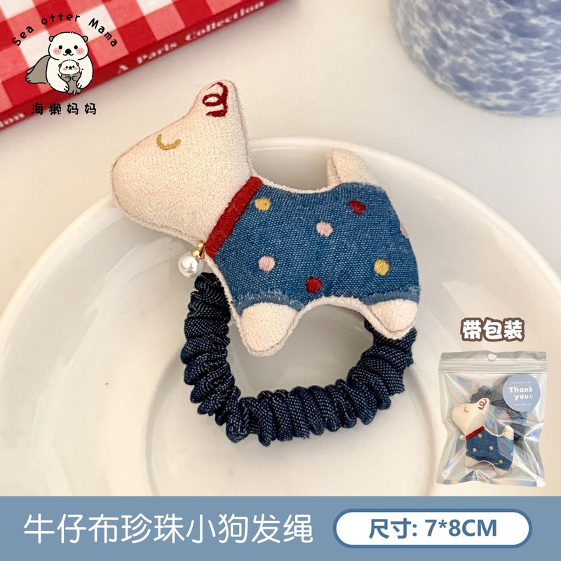韩系甜美布艺娃娃发夹发绳可爱侧边碎发刘海夹高弹力马尾发圈发饰|undefined