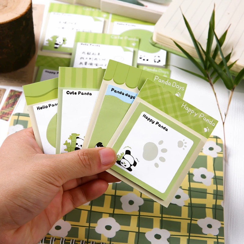 Симпатичные панды постеры маленький свежий зеленый мультфильм девушка сердце N наклейки бумаги студенческая записка