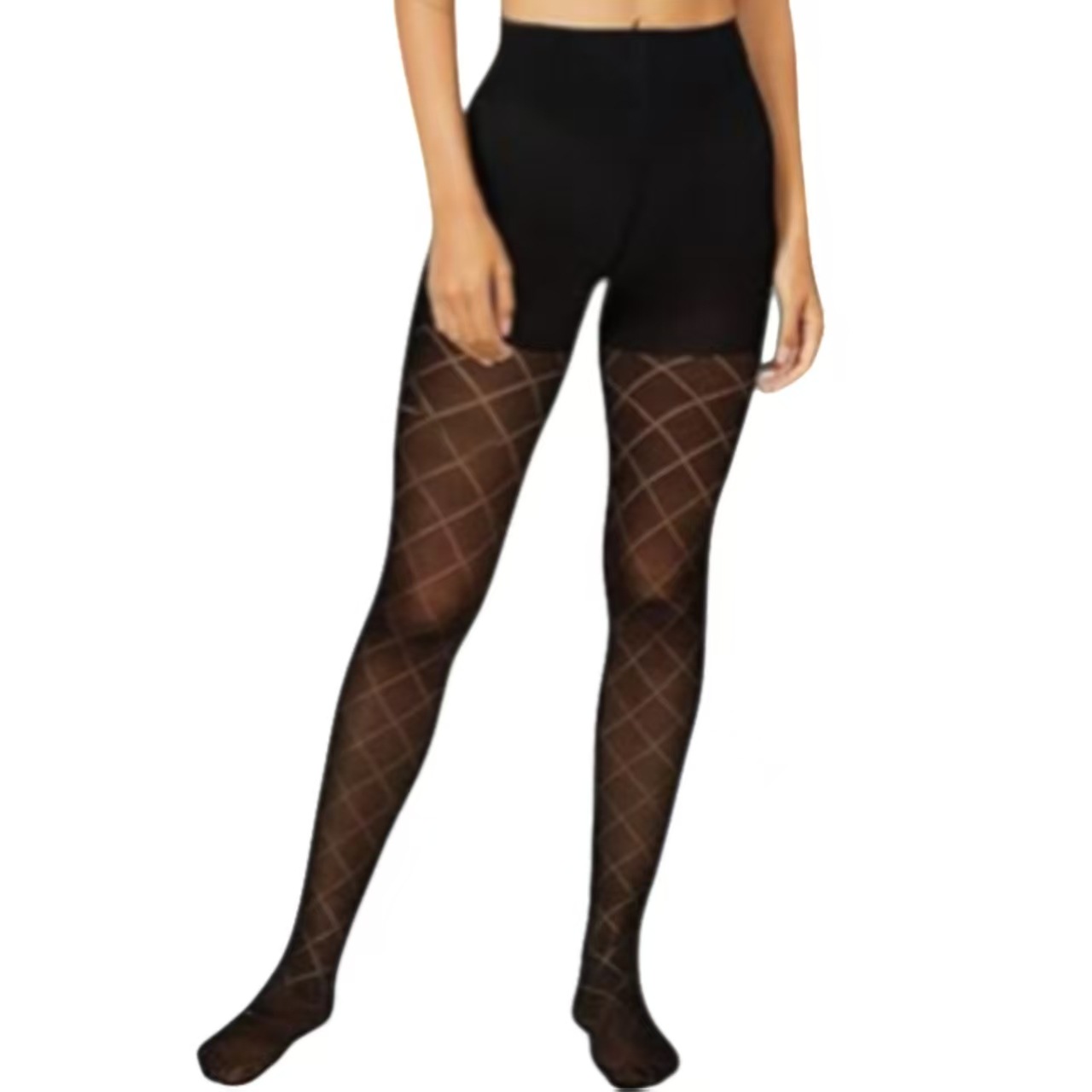 New Diamond-Shaped Translucent Stockings for Women, Black Pure Lust Atmosphere Elastic Pantyhose, Anti-Snatch Sexy Leggings