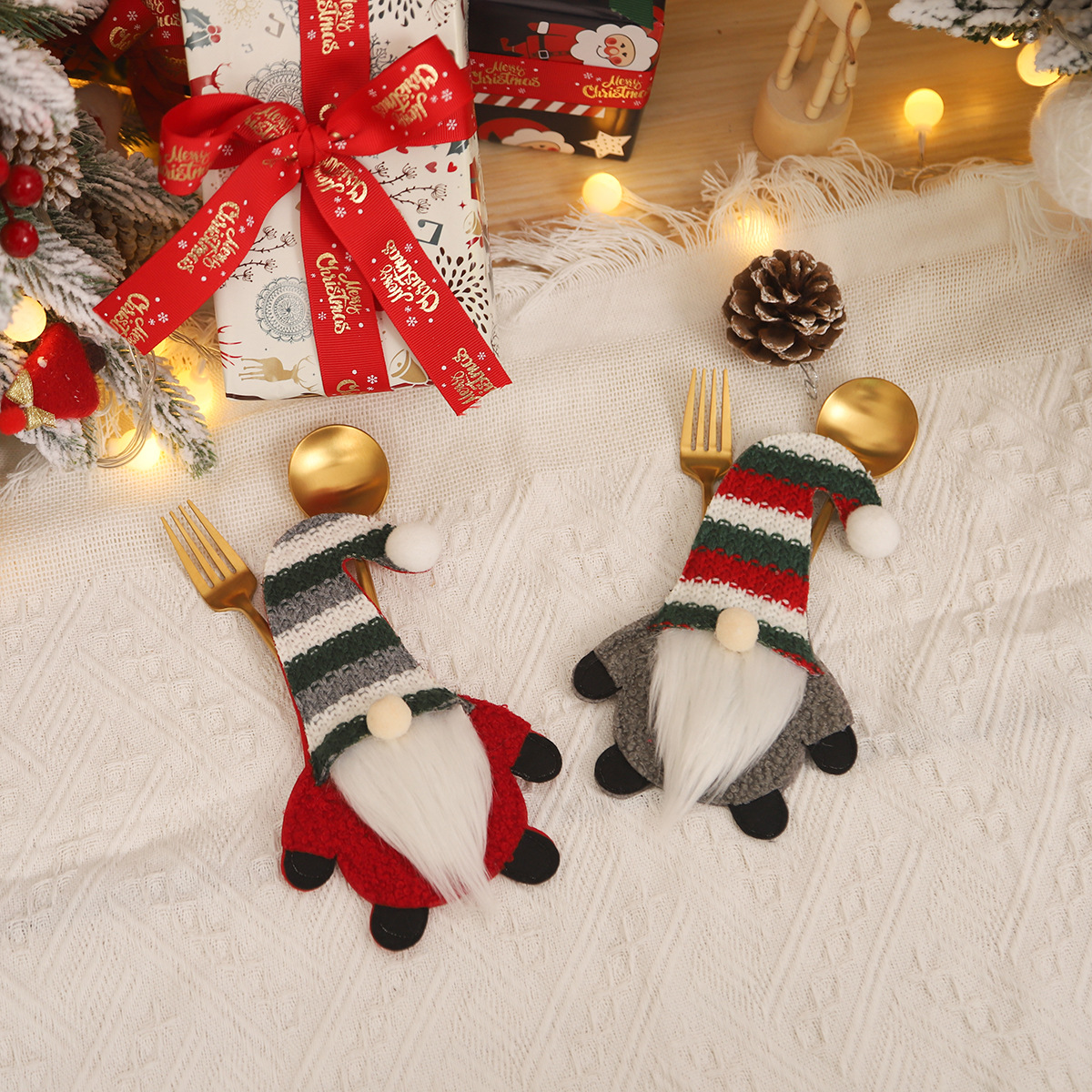 Decorazioni natalizie bambola senza volto coltello e forchetta set Forester set da tavola casa tavolo da pranzo vestito_voghion.com