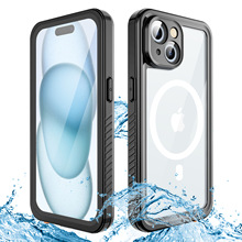 新款适用苹果iPhone15防水手机壳游泳跑步外卖15pro防摔保护壳