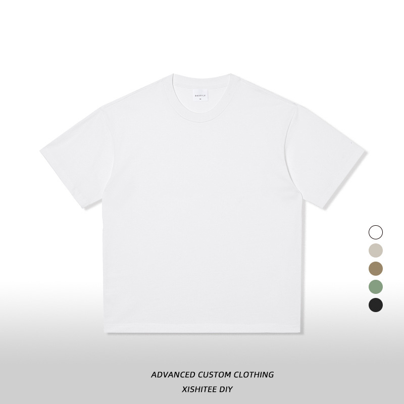 Camiseta blanca de manga corta de algodón puro para hombre, talla europea y americana extragrande de 280 g, personalizada, moderna y fresca para el verano. image 16