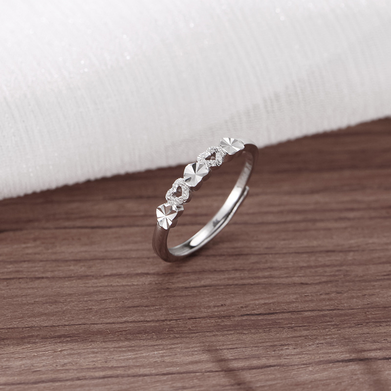 S999  링 여성용 라이트 럭셔리 하이 엔드 러브 카 꽃 프로스트 새로운 오프닝 조정 가능한 실버 핸드 쥬얼리