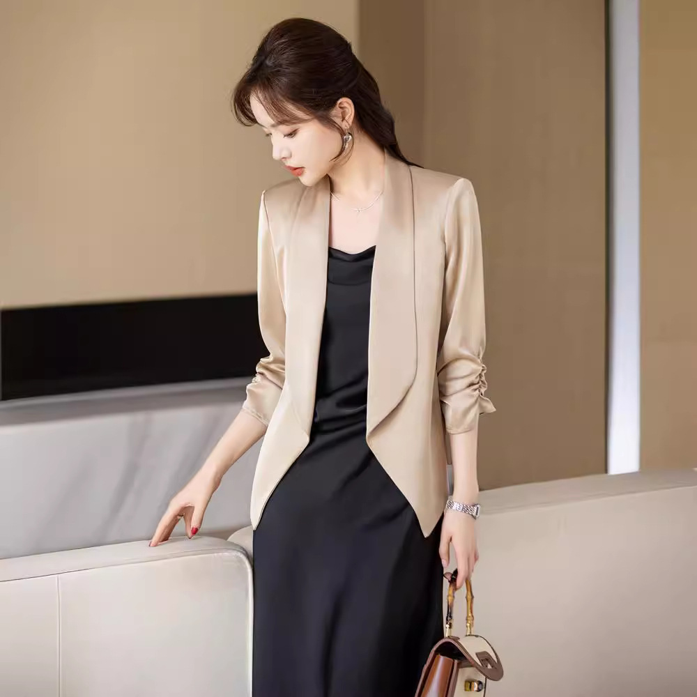 Sunscreen Breathable Acetate Satin Small Suit Jacket Women's Summer New High-end Sense Small Short Casual Cardigan
