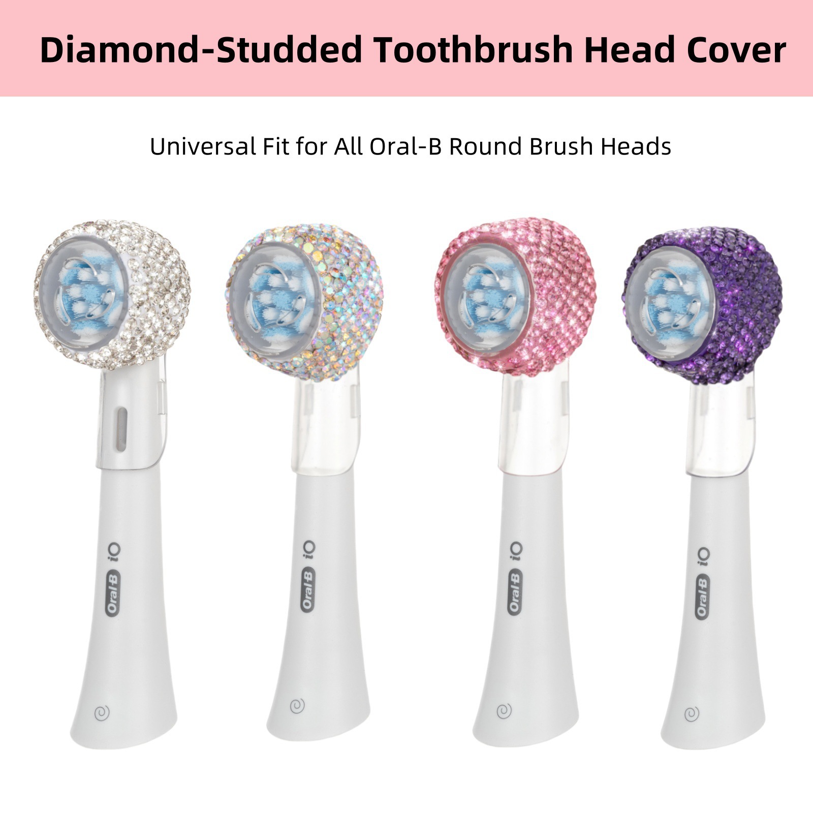 Cross-border diamond-encrusted electric toothbrush dust cover suitable for Oral-B electric toothbrushes, round head toothbrush dust cap