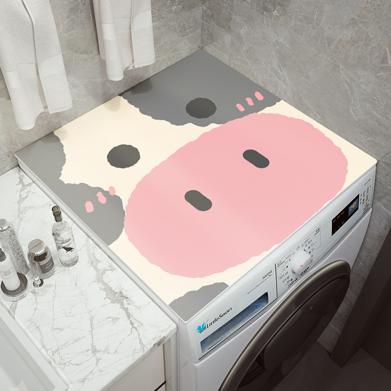 Lavadora cubierta estera a prueba de polvo de imitación de cuero estera microondas horno refrigerador impermeable a prueba de moho aceite caliente mesita de noche muebles estera protectora