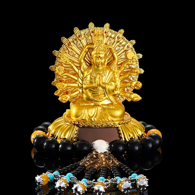 accessories decoration car ornaments, Car ornaments - 10613cm-solar-powered-thousand-hand-guanyin-black-beads