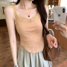 欧货现货蕾丝边不规则甜辣内搭小吊带背心女夏新款独特精致外穿上